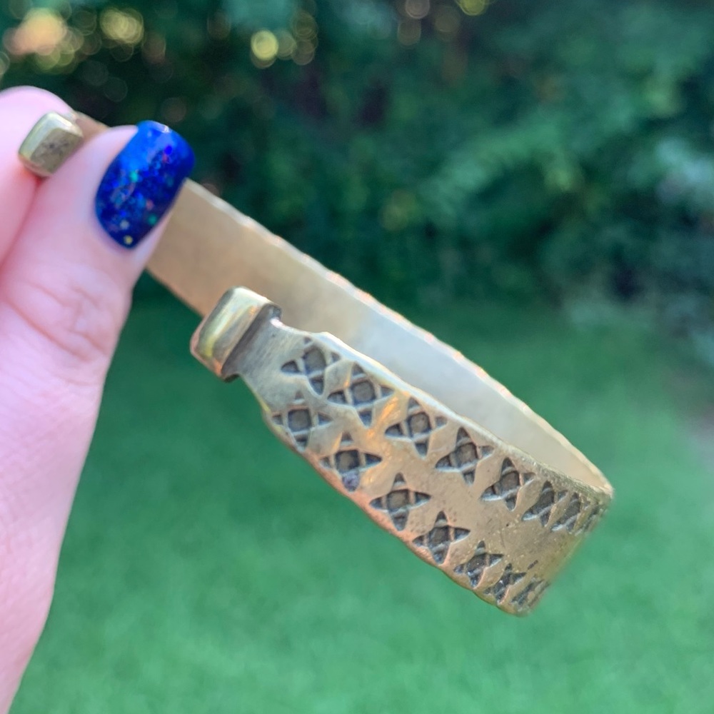 Patterned Hammered Brass Cuff - image 6